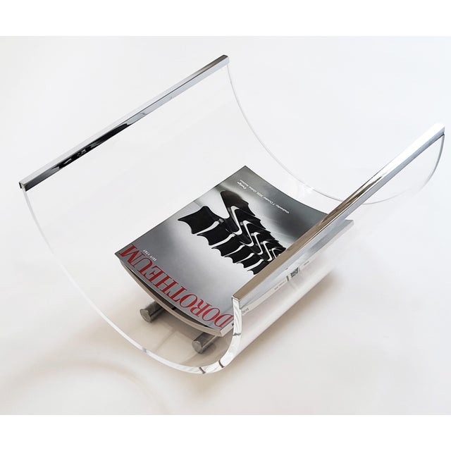 Vintage Italian Acrylic and Chrome Magazine Rack, 1970s For Sale - Image 9 of 9