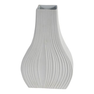 Vintage Naaman Art Line White Porcelain Modernist Vase For Sale
