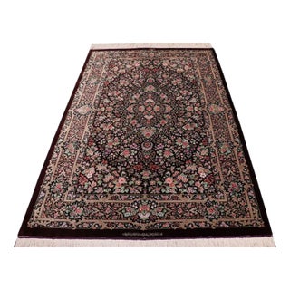 Hand-Knotted Silk Rug For Sale