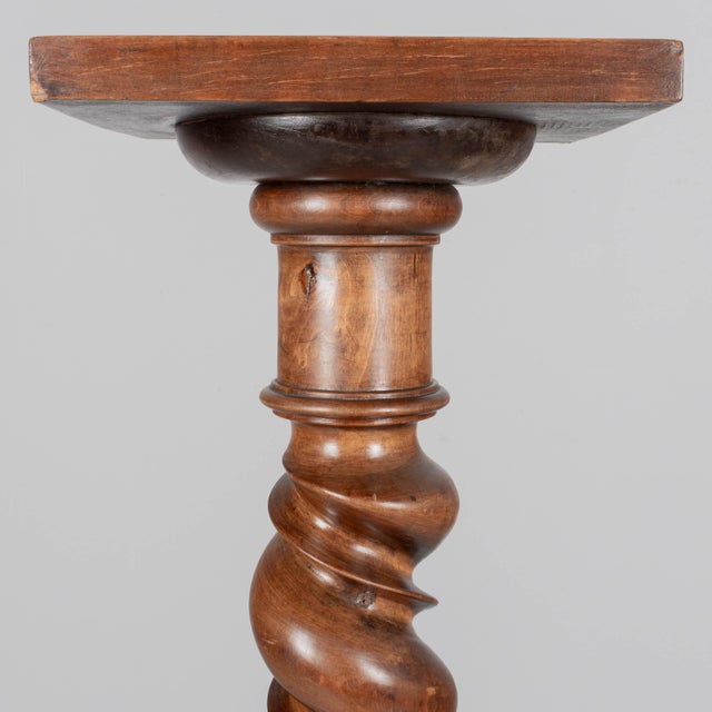 Wood 19th Century French Louis XIII Revival Barley Twist Column Pedestal For Sale - Image 7 of 13