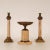 Marble Column Candlesticks Beige Marble and Bronze Etruscan Pair Candle Holders Ionic Order Capital Tazza - Set of 3 Tariff Free Delivery For Sale - Image 11 of 12