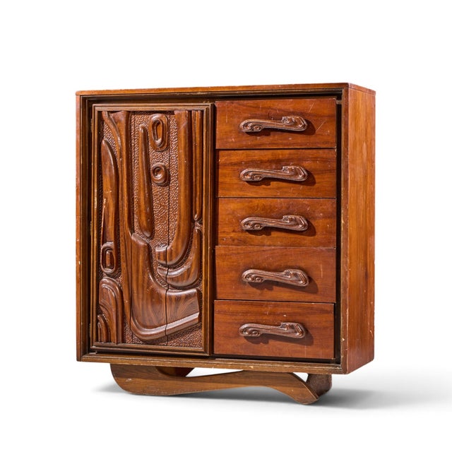 Mid-Century Modern Witco Style Pulaski Oceanic Mid Century Highboy Dresser Armoire For Sale - Image 3 of 8