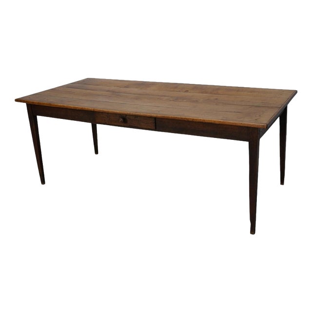 Early 20th Century French Rustic Oak Farmhouse Dining Table For Sale