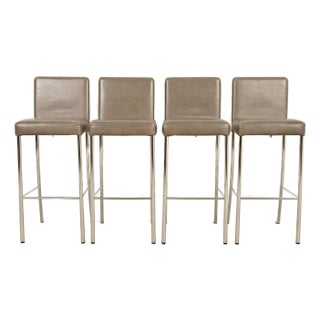Steelcase Coalesse Modern Leather and Chrome Bar Stools, Set of Four For Sale