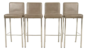 Steelcase Coalesse Modern Leather and Chrome Bar Stools, Set of Four