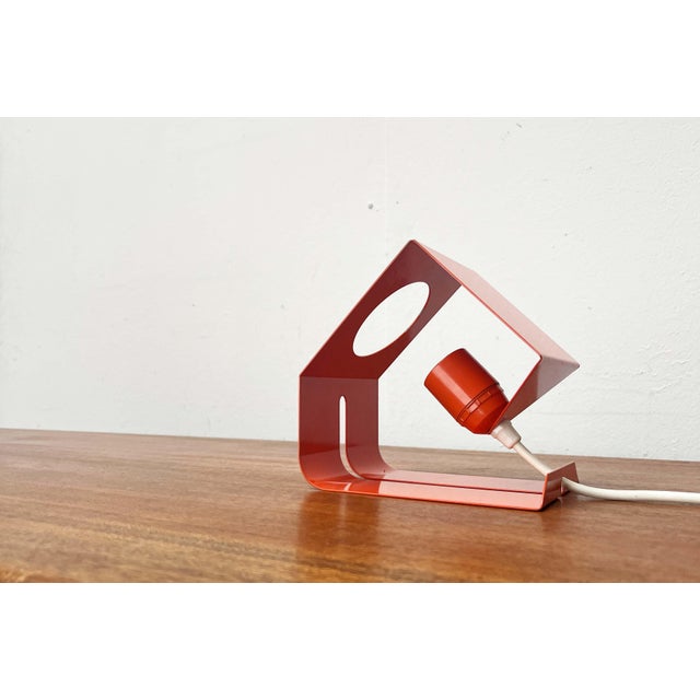 Mid-Century Modern Space Age Minimalist Orange Metal Table Lamp, 1960s For Sale - Image 14 of 18