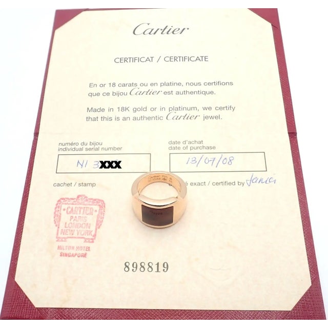 Cartier Cartier Santos Dumont Bull's Eye Quartz Rose Gold Ring, Size 7.25 For Sale - Image 4 of 10