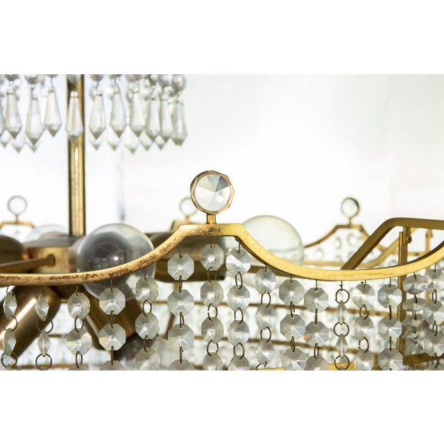 Vintage Crystal Drops Chandelier, Italy, 1970s For Sale - Image 3 of 5