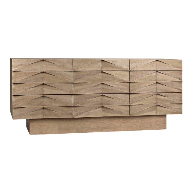 NOIR Drake Geometric Sideboard, Washed Walnut For Sale