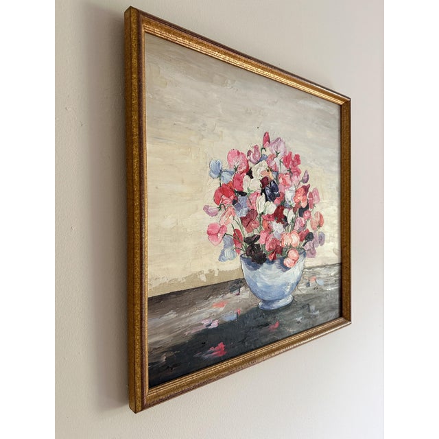 American School, 20th Century, Still Life of a Bowl of Flowers, Oil on Canvas For Sale - Image 10 of 12