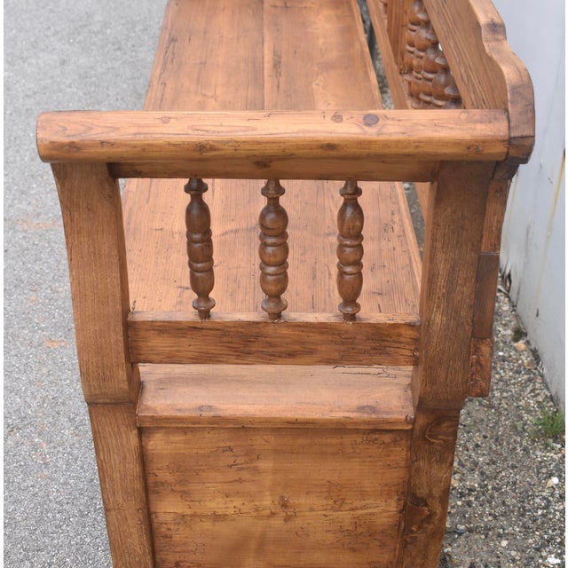 Wood Pine and Oak Storage Bench or Settle For Sale - Image 7 of 17