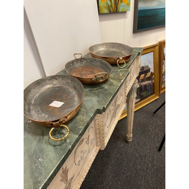 Set of Three French Copper Sauce Pots in Different Sizes, 19th Century. Professionally cleaned and polished in France. A...