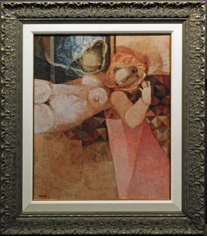 Sunol Alvar "Le Reveuse Rose" Original Art Oil Painting With Custom Frame Hand Signed