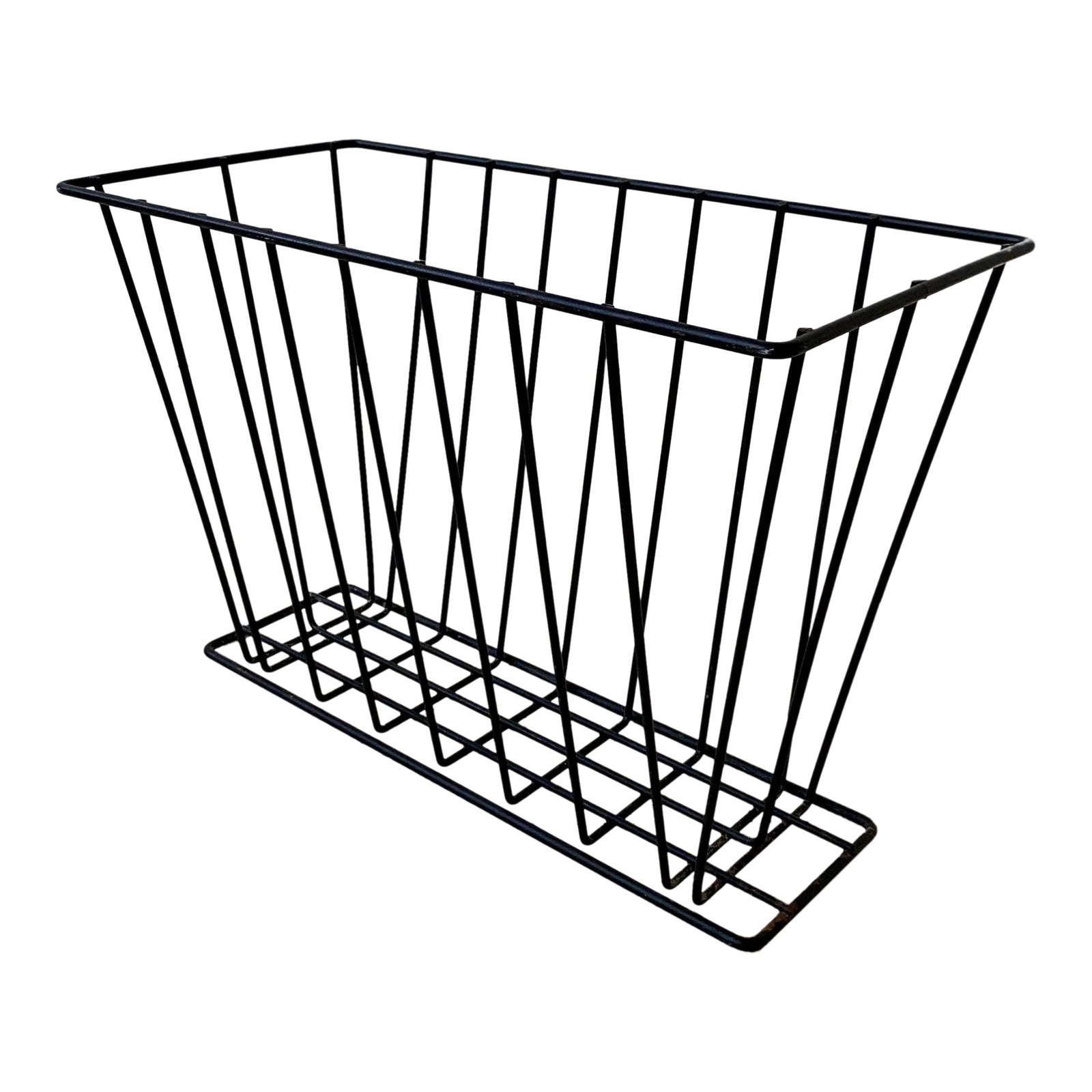 Vintage Mid Century Black Wire Magazine Rack, Circa 1950s Chairish