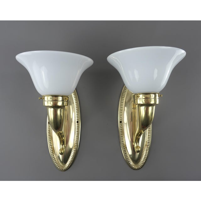 Art Deco Brass Wall Lamps, Austria, 1930s, Set of 2 For Sale - Image 3 of 8