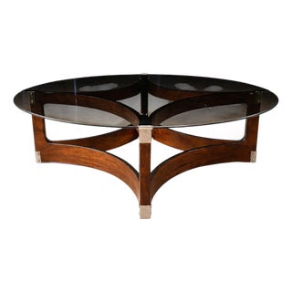 Round Coffee Table in Bent Rosewood & Glass by Novo Rumo, Brazil, 1960s For Sale
