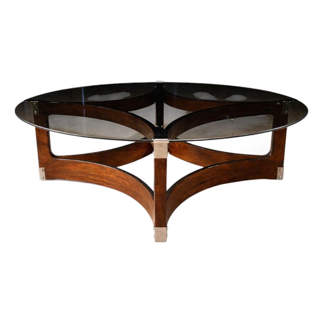 Round Coffee Table in Bent Rosewood & Glass by Novo Rumo, Brazil, 1960s For Sale