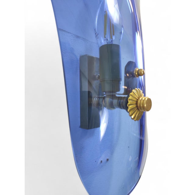 Italian Blue Glass Wall Lamps, 1950, Set of 3 For Sale - Image 9 of 13