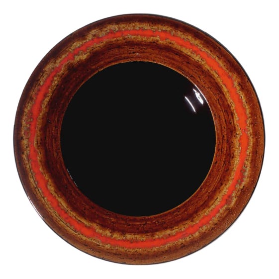 Orange Rimmed Ethnic Stoneware Plate from Gabriel, 1960s For Sale