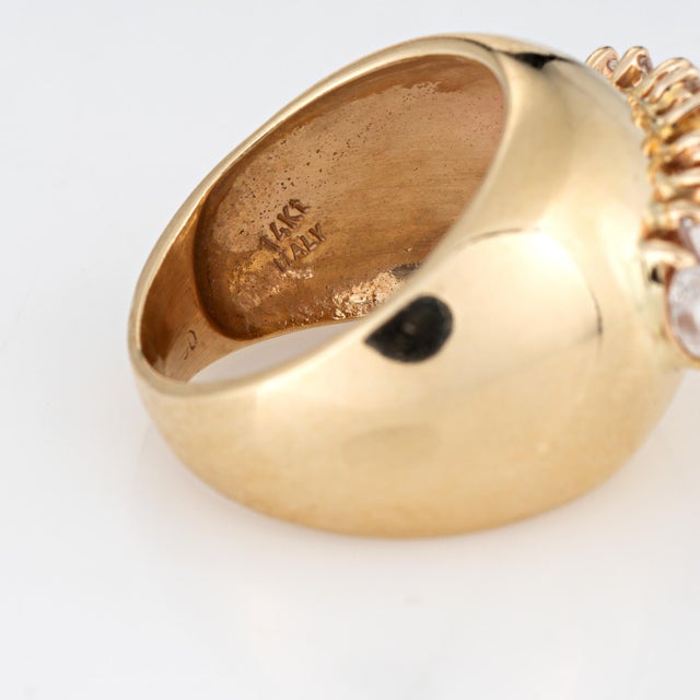 Metal 60s Vintage 1.25ct Diamond Bombe Ring 14k Yellow Gold Wide Cigar Band Sz 6 For Sale - Image 7 of 7