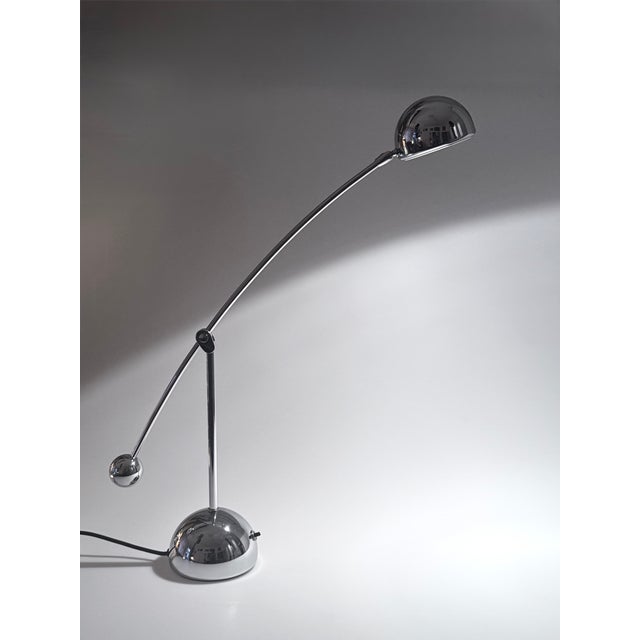 Postmodern Chrome-Plated Table Lamp with Counterweight from Hustadt Leuchten, Germany, 1970s For Sale - Image 3 of 12