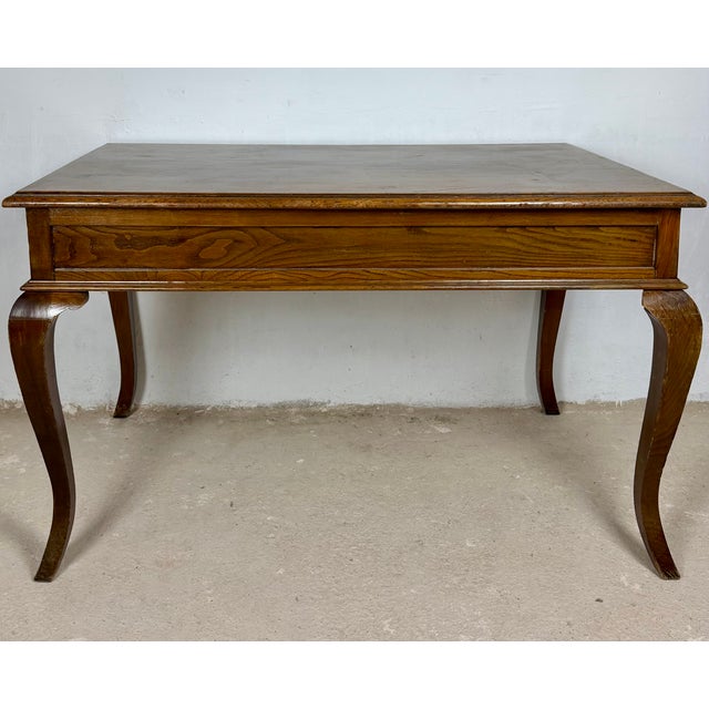 Spanish Oak Writing Desk with Three Drawers, 1940 For Sale - Image 10 of 11
