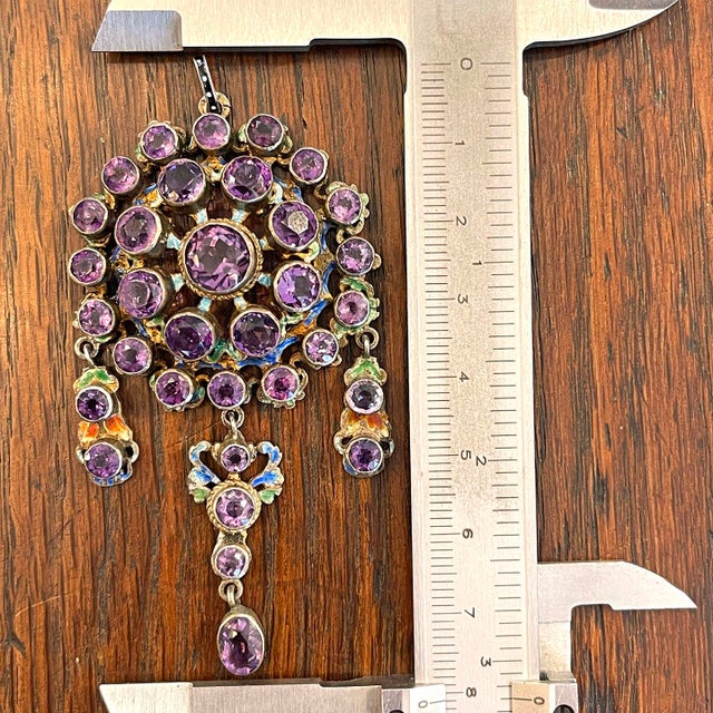 Purple Antique Austro-Hungarian Silver Amethyst Enamel Pendant For Sale - Image 8 of 8