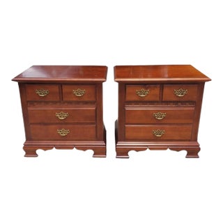 Stanley Furniture Chippendale Mahogany Bedside Tables Nightstands, a Pair For Sale