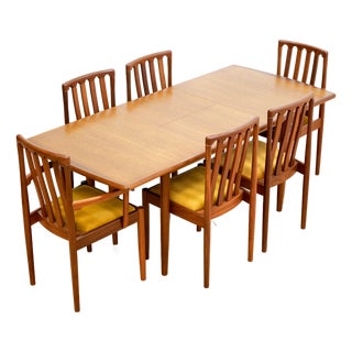 1960s Mid Century Dining Table & Chair Set by Meredew Furniture - Set of 7 For Sale