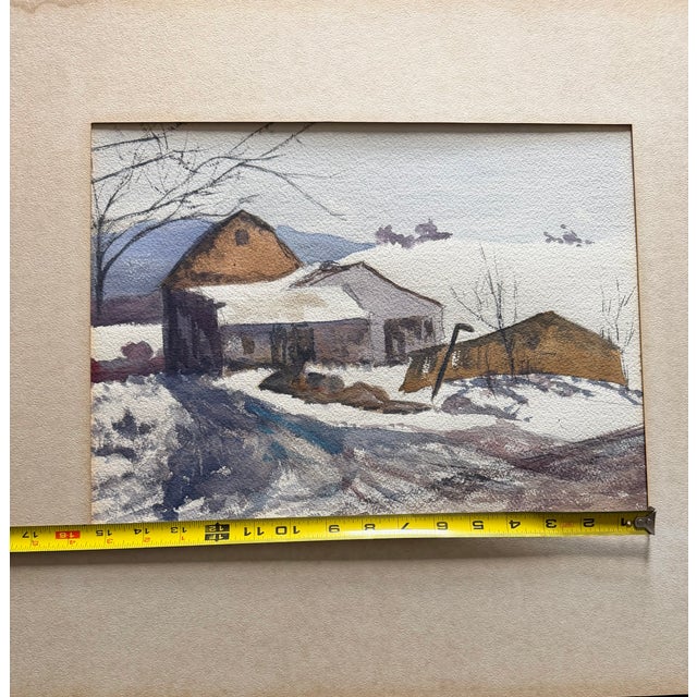 1940s Modern Impressionist Winter Landscape Painting Signed For Sale - Image 11 of 15