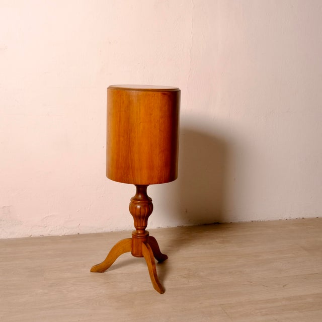 Antique Wooden Column Bedside Table, Early 1900s For Sale - Image 11 of 16
