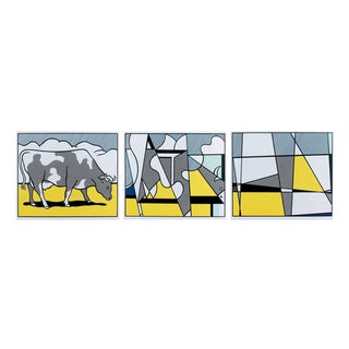 Roy Lichtenstein, Cow Going Abstract Triptych, 1985, Lithographs, Set of 3 For Sale