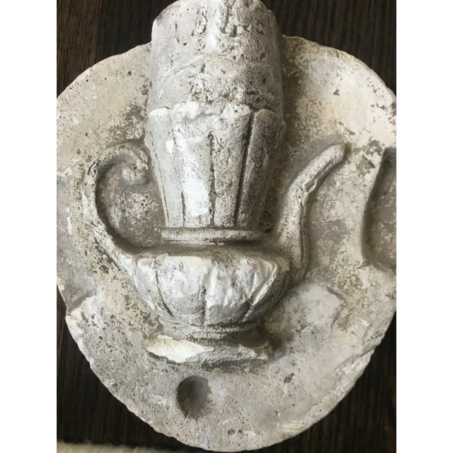 White 1930s Plaster Urn Wall Sculture For Sale - Image 8 of 9