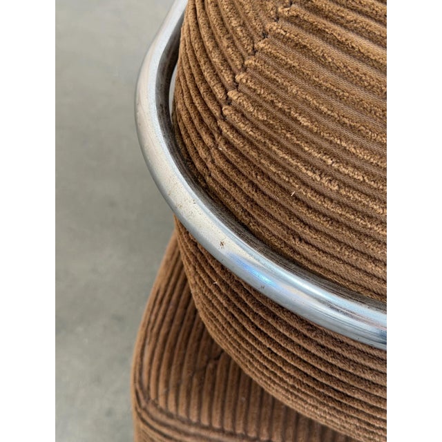 Brown Vintage Chrome and Corduroy Loveseat For Sale - Image 8 of 11