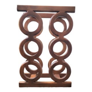 1960s Mid Century Modern Carved Wood Wine Holder For Sale