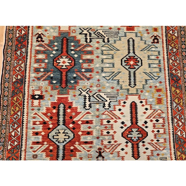 Caucasian Shirvan Area Rug, Handwoven Wool, Allover Geometric Design, 1920s, 4' x 6' For Sale - Image 13 of 18