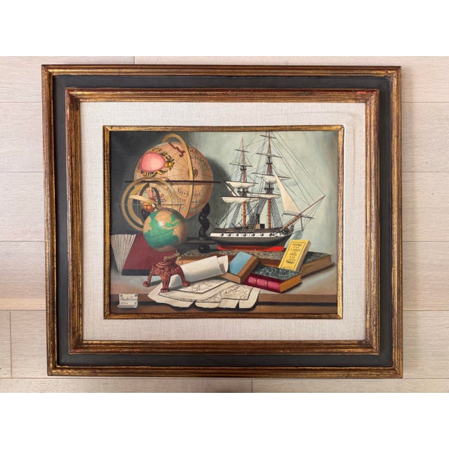 Mid-Century Modern 1960s Charles Cerny (1892-1965) Grand Nautical Still Life Oil Painting - Framed For Sale - Image 3 of 12