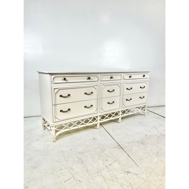 Boho Chic Vintage Ficks Reed 72" Rattan Chest of Drawers For Sale - Image 3 of 10