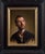 This oil on panel self-portrait captures a contemplative moment, revealing the artist's introspective gaze and subtle...