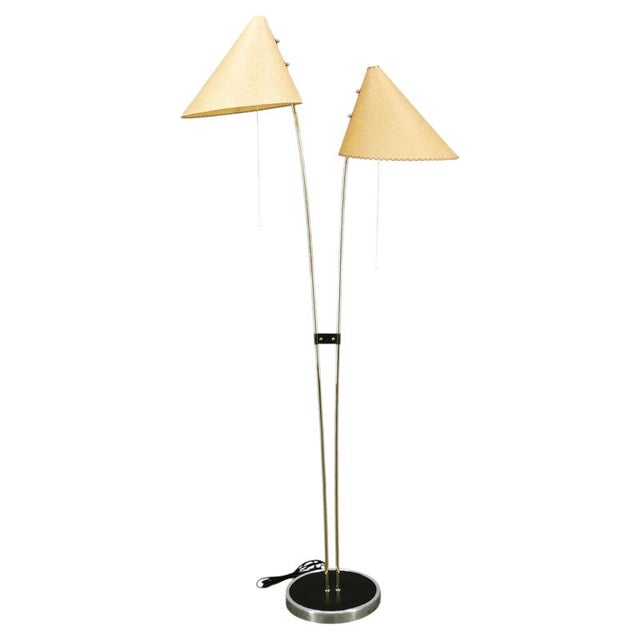 Vintage Japanese Floor Lamp with Twin Handmade Paper Shades, 1960s For Sale - Image 11 of 11