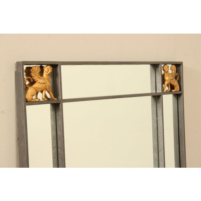 Late 20th Century Neoclassical Revival Style Steel Frame Wall Mirror For Sale - Image 4 of 13