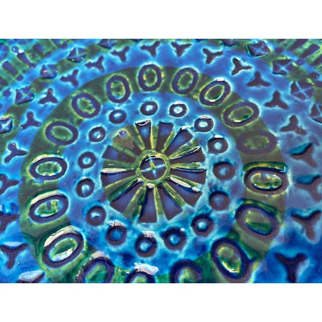 Blue Large Mid-Century Italian Rimini Blu Pottery Wall Plate by Aldo Londi for Bitossi, 1960s For Sale - Image 8 of 18