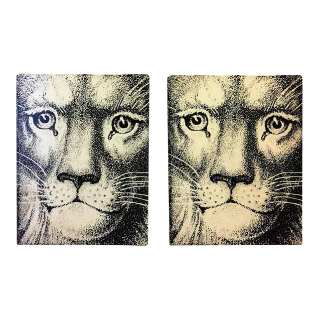1960s Piero Fornasetti Lion Face Bookends - a Pair For Sale