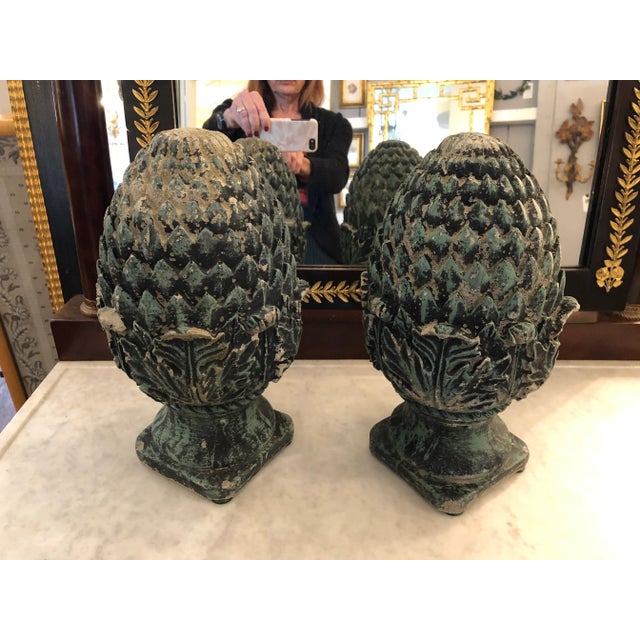 Vintage Pineapple Shaped Finial Sculptures -A Pair For Sale - Image 13 of 13