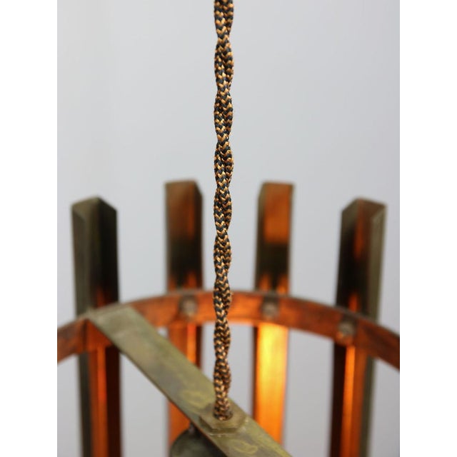 Vintage Italian Brass Cage Pendant Lamp, 1970s For Sale - Image 14 of 16