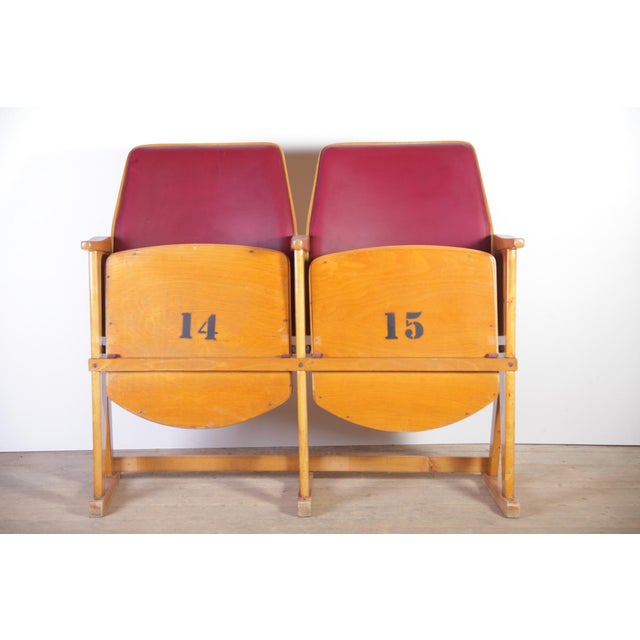 Wood Vintage Cinema Bench from Ton, 1960s For Sale - Image 7 of 7