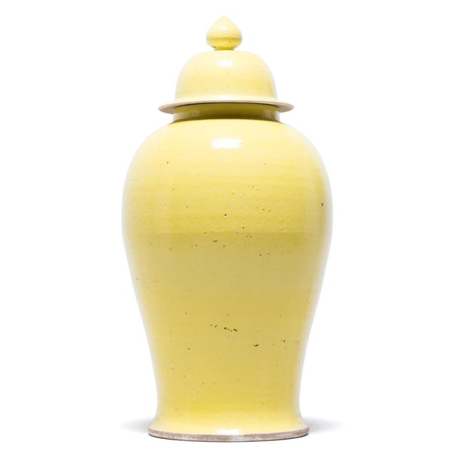 Early 21st Century Citron Yellow Chinese Baluster Jar For Sale - Image 5 of 8