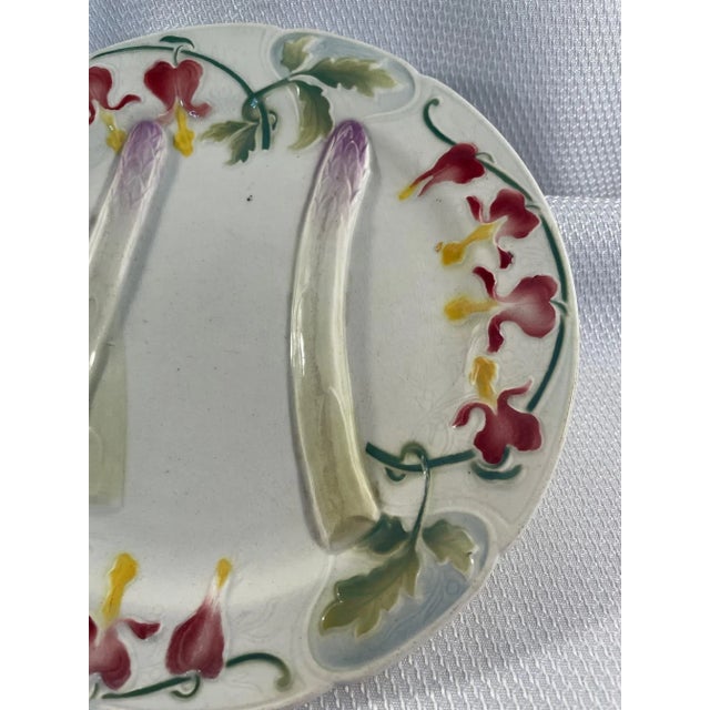 Late 19th Century Antique French Faience Saint Clement Asparagus Plate For Sale - Image 5 of 12