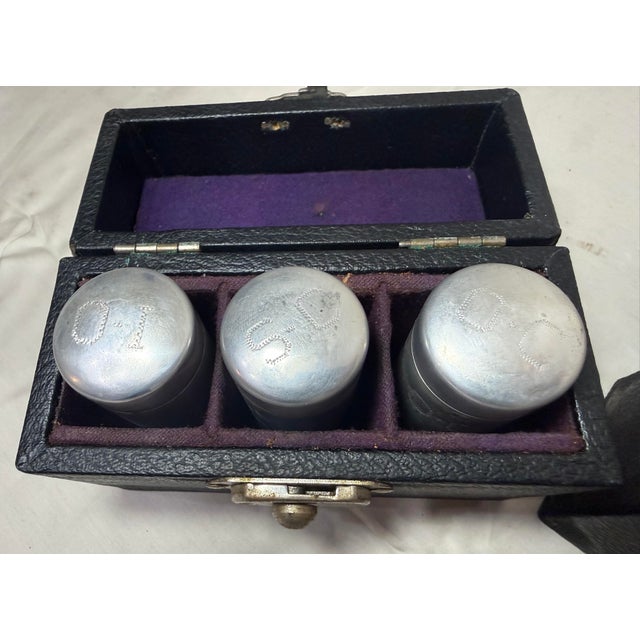 Pair of 3 Antique Religious Catholic Holy Oils Box in Hard Case: o.i, o.c, s.c For Sale In New York - Image 6 of 12