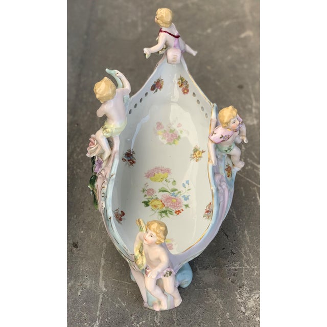 Rococo Late 19th Century Rococó Porcelain Figural Cherub Jardinière or Centerpiece Bowl by Meissen For Sale - Image 3 of 18